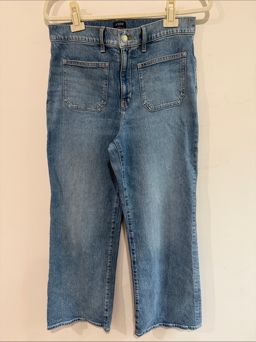 J. Crew Mid-Blue High-Rise Straight-Wide Leg Jeans